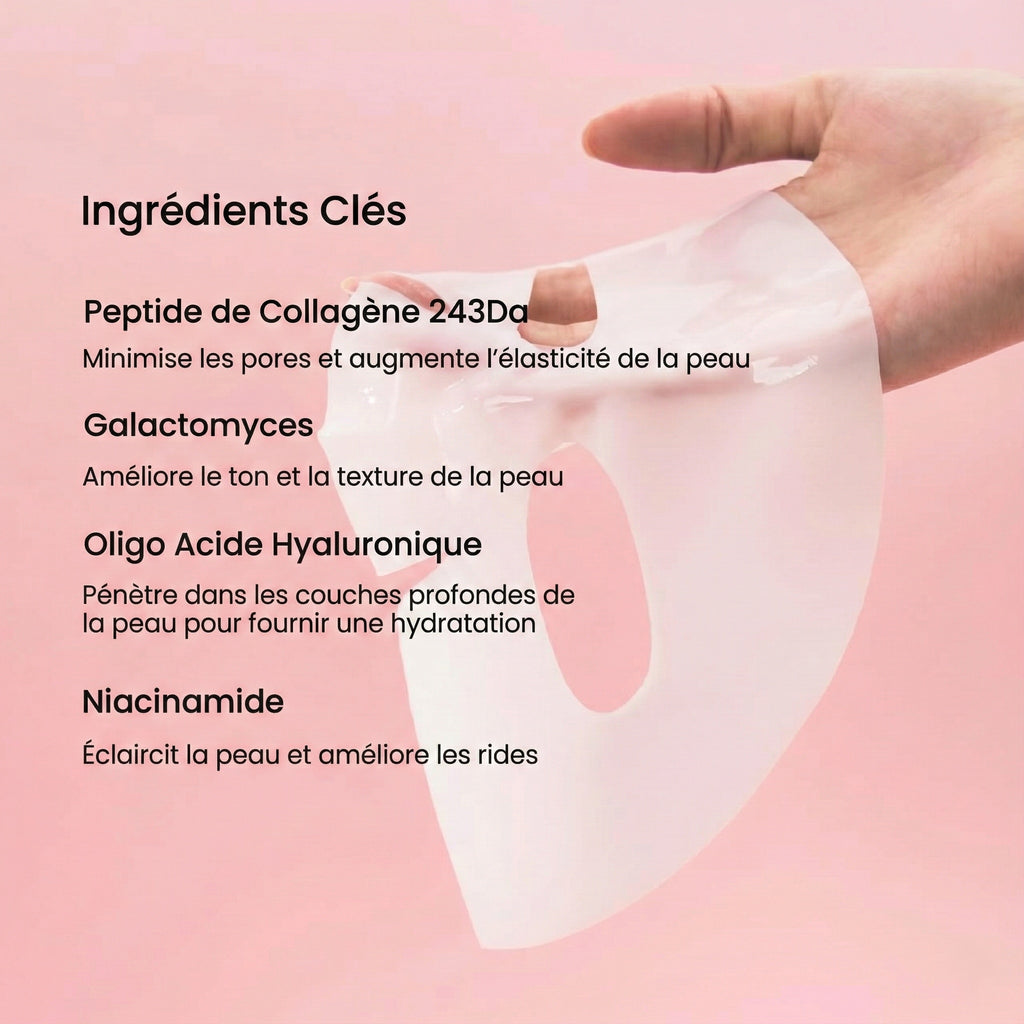 Masque Visage Bio-Collagen Hydrogel – Soin Coréen Raffermissant, Réduction des Pores & Élasticité – Lot de 4 (34 g)