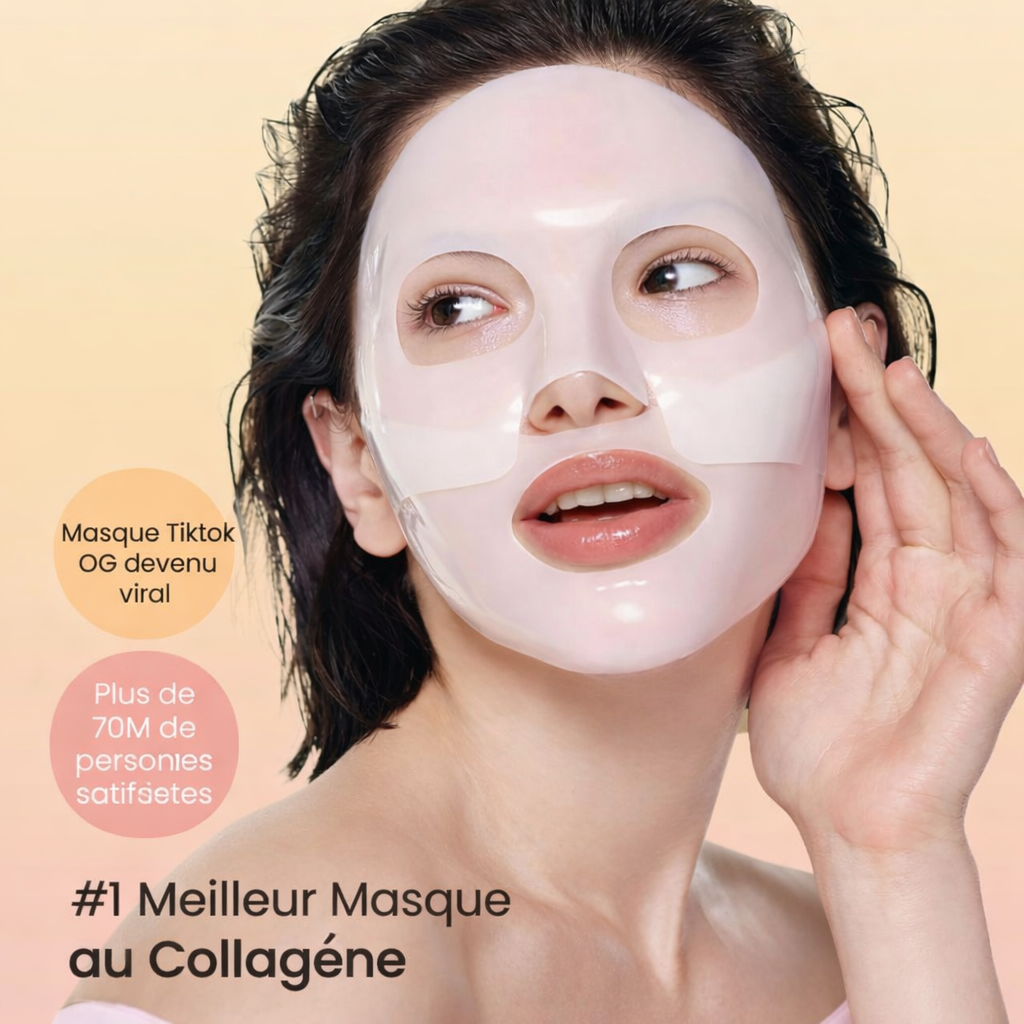 Masque Visage Bio-Collagen Hydrogel – Soin Coréen Raffermissant, Réduction des Pores & Élasticité – Lot de 4 (34 g)